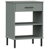 vidaXL Console Cabinet with Metal Legs Gray Solid Wood Pine OSLO - 2 of 4