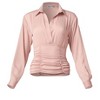 VENUS Womens Ruched Collared Blouse - 4 of 4