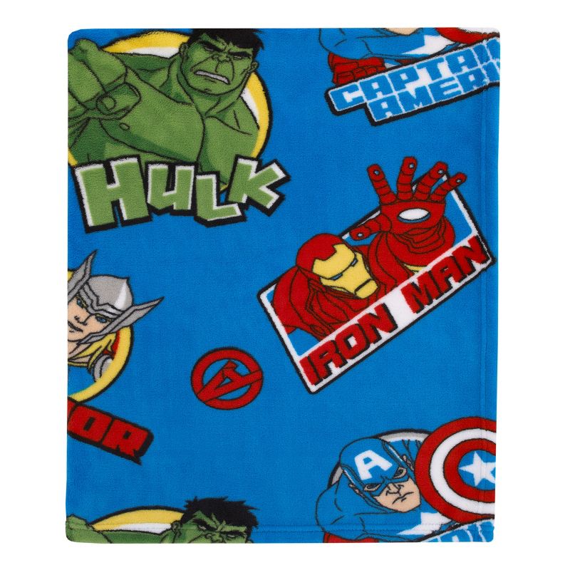 Marvel The Avengers I Am A Hero Blue, Green, and Red Super Soft Toddler Blanket, 1 of 6