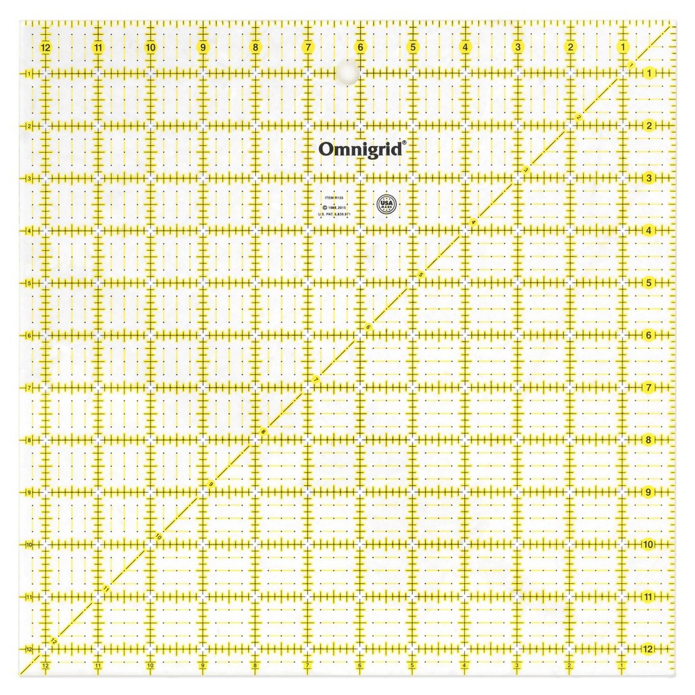 Omnigrid 12-1/2" x 12-1/2" Square Quilting and Sewing Ruler: Art Stationery Tool, 12.6" Length, 12.6" Width