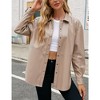 Whizmax Women's PU Leather Jacket Shacket Button Down Lapel Blazer Coat with Bust Pocket - 2 of 4