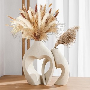 Angel Sar White Heart Shaped Ceramic Vase, Set of 2 Nordic Minimalist Vases for Home Decor, Wedding Centerpiece, Table Decorations - 1 of 4
