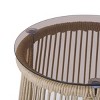 Side Table Outdoor with Handcrafted Rope Frame, Drum-Shaped Patio Table with Tempered Glass Top-Maison Boucle - 4 of 4