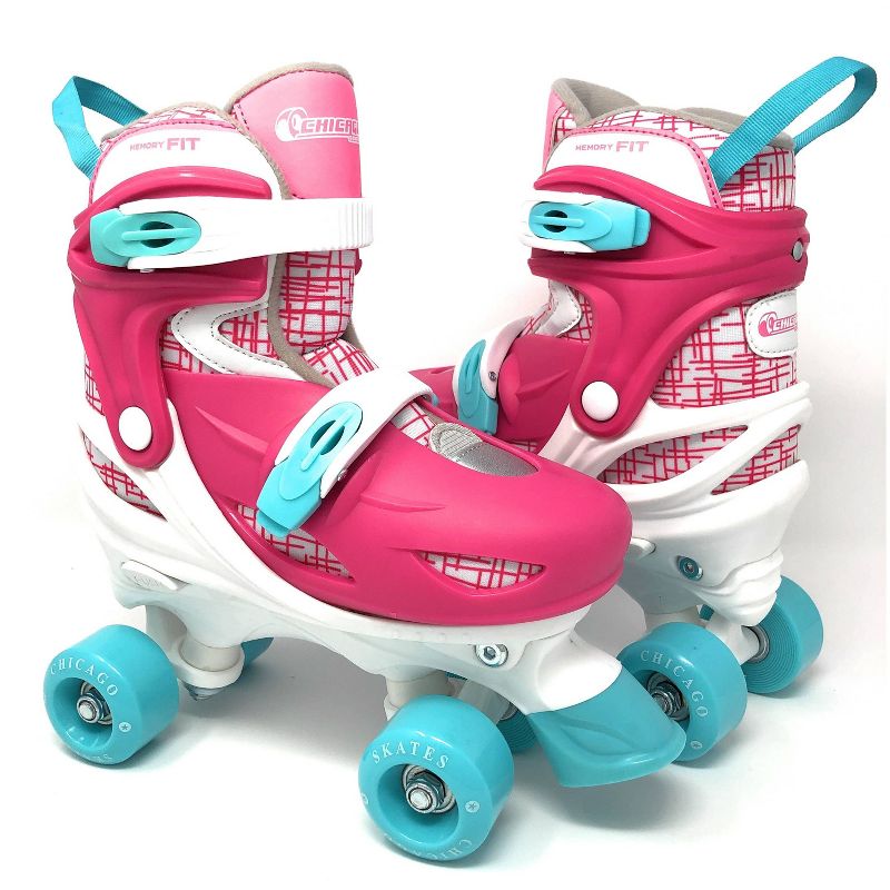 Chicago Skates Deluxe Kids' Quad Roller Skate Combo Set - Pink/White, 3 of 11