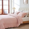 Hachikiko Ruffled Quilt Set,Romantic Quilted Bedspread with Shams, - 3 of 4