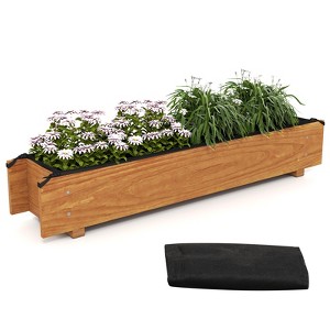 Tangkula 1/2 PCS Wooden Raised Garden Bed w/ Drainage Holes Liner for Vegetable Flower Herb - 1 of 4