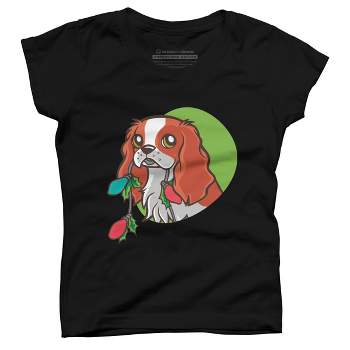 Girl's Design By Humans Super Cute Dog Paws Print Christmas Tree T-Shirt By rasok T-Shirt