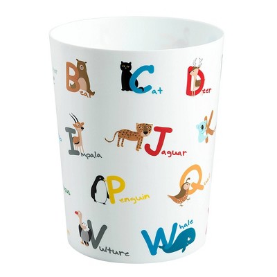 White Plastic Animal Alphabet Kids' Wastebasket