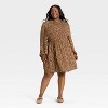 Women's Bishop Long Sleeve Button-Up Smocked Mini Dress - Ava & Viv™ - 3 of 3
