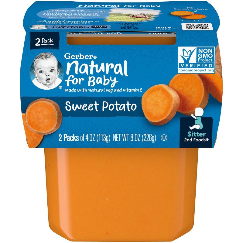 Gerber Sitter 2nd Foods Sweet Potato Baby Meals Tubs - 2ct/4oz Each, 1 of 8