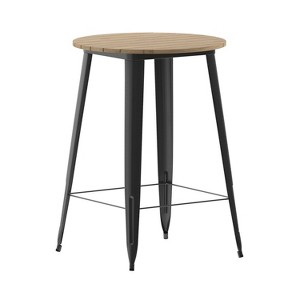 Flash Furniture Declan Commercial Indoor/Outdoor Bar Top Table, 30" Round All Weather Poly Resin Top with Steel base - 1 of 4