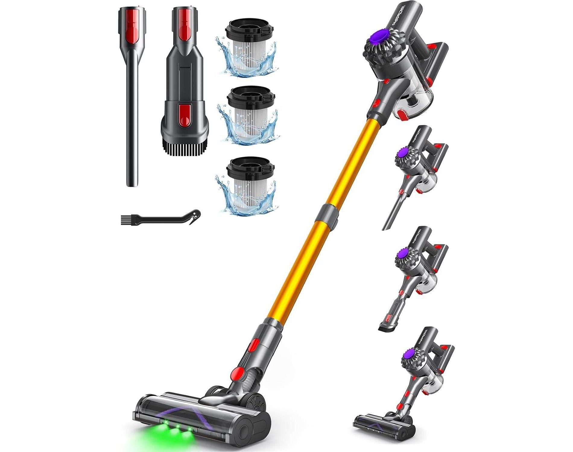 FAPO V15 Cordless Vacuum Cleaner, 6-in-1 Stick Vacuum, 45 Min Runtime, Lightweight Telescoping Tube, for Hard Floor, Pet Hair and Carpet