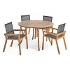 Christopher Knight Home Lockett Outdoor Mesh and Acacia Wood 5 Piece Dining Set - 2 of 4
