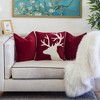 TopComfy Support Pillow Holiday Reindeer Velvet Accent Pillow with Insert for Festive Decor, Red, 17"*17"*10" - 2 of 4