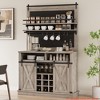 Kitchens Coffee Hutch Cabinet Farmhouse Coffee Bar Cabinet 75" Tall Buffet Cabinet w/ Storage Large Bar Cabinet Buffet Sideboard w/ Sliding Barn Door - 4 of 4