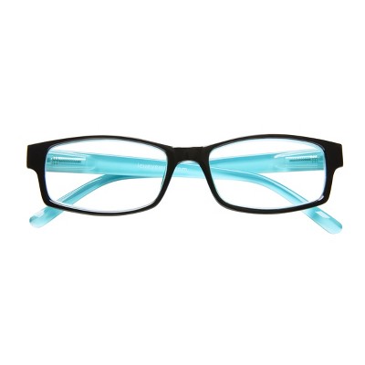ICU Eyewear Berryessa Large Black with Turquoise Interior Reading Glasses