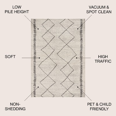 Moroccan HYPE Cream/Gray Geometric Braided 4'x6' Area Rug