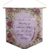Manual Woodworkers and Weavers Religious Faith Quote Wall Pennant, 18" x 21" Decorative Hanging Banner with Floral Design - 2 of 3