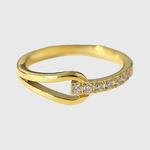 Anna-Kaci Women's Buckle Statement Ring with Cubic Zirconia - Twisted Band Sparkle Ring for Daily & Dressy Styling - 1 of 4