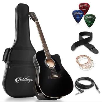 Jameson Guitars Full Size Thinline Acoustic Electric Guitar with Free Gig  Bag Case & Picks Brown Left Handed –