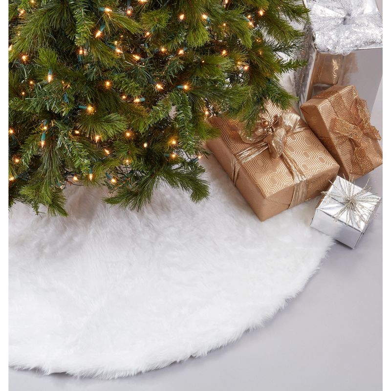 Saro Lifestyle Solid Faux Fur Design Christmas Tree Skirt, 1 of 7