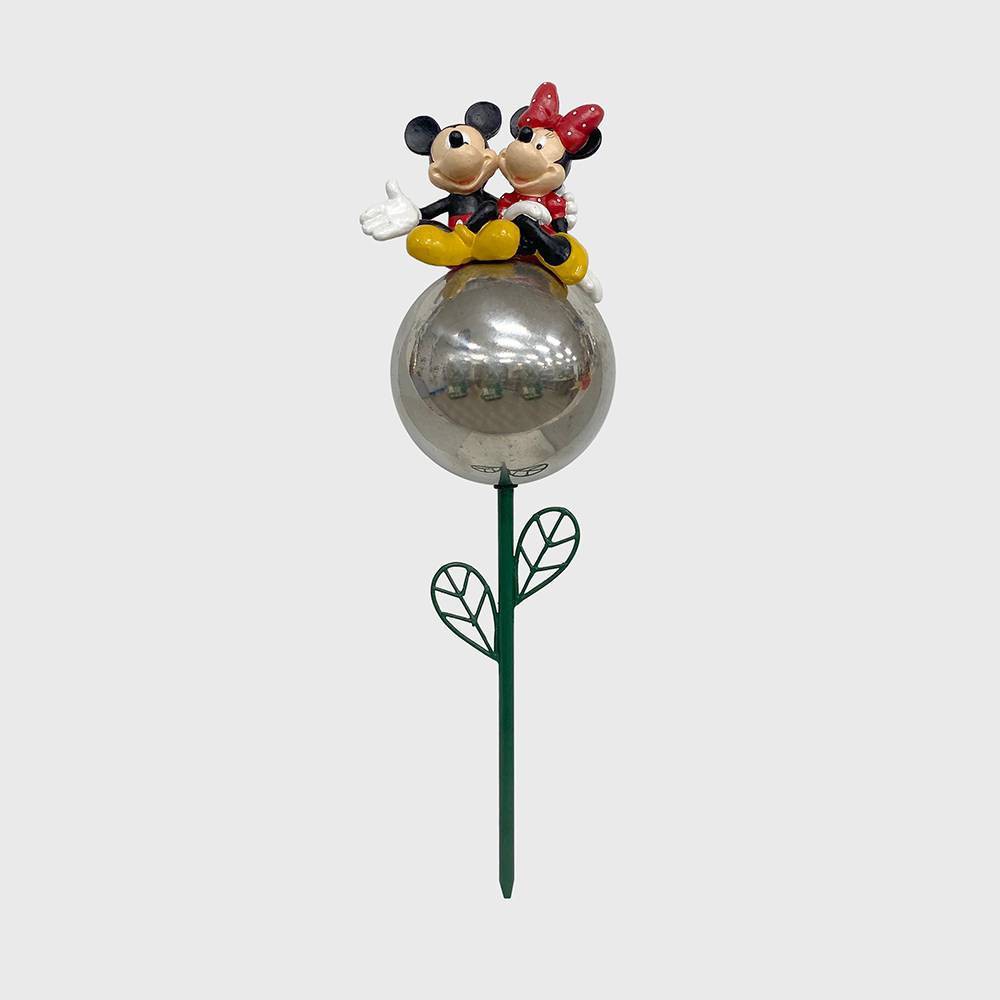 Disney 13.75" Polyester/Steel Mickey and Minnie Mouse Gazeball Stake: Hand Painted, No Assembly Required