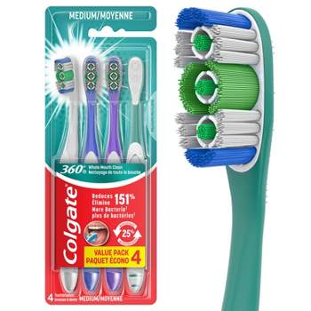 Colgate 360 Toothbrush with Tongue and Cheek Cleaner Medium - 4ct