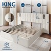 AMERLIFE Upholstered Bed Frame with Widened Headboard,Lift-Up Storage Bed and Built-in Light, Velvet - 3 of 4