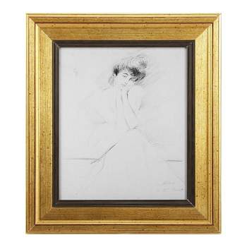 15"x16.5" Portrait of Consuelo Vanderbilt Gold Framed Wall Art Canvas White - A&B Home
