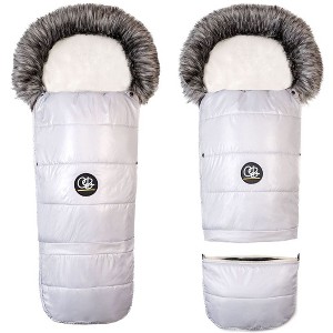 Cover Baby 0-3 Years Organic Premium Gray Wool Adjustable Footmuff in Pastel Gray - 1 of 4