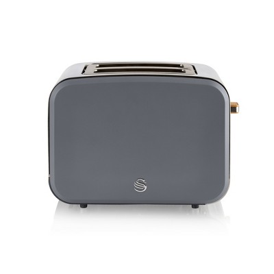 Cotton White Stainless Steel 2-Slice Toaster with Crumb Tray