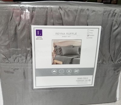 Lush Decor Reyna Ruffle Sheet Set Dark Gray 6pc Queen