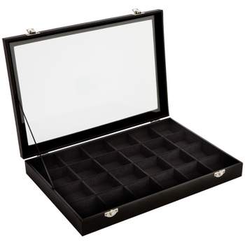 Juvale Black Jewelry Display Tray with Velvet Lining for Gemstones, Rocks, 24 Slots, 14 x 9.5 x 2 In