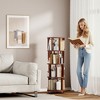YONWAY 4 Tier Solid Wood Rotating Bookshelf on Wheels, Round Revolving Storage Shelf, 360° Spinning Book Shelf Tower for Corner, Small Spaces, Office - 2 of 4