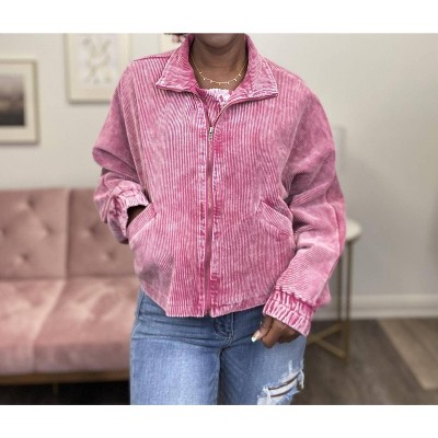 Women's Weeping Willow Ribbed Zip Up Jacket - White Birch