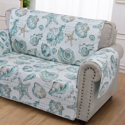 Cruz Nautical White Polyester Reversible Loveseat Protector