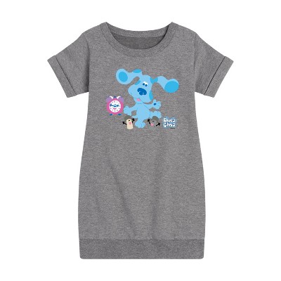 - Blue's Clues & You! - Blue Clues Crew Graphic Short Sleeve Fleece Dress