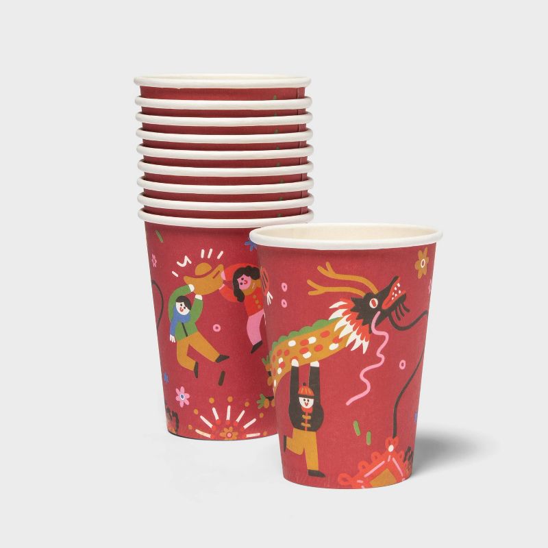 10ct 9oz Lunar New Year Parade Celebration Paper Cups, 1 of 4