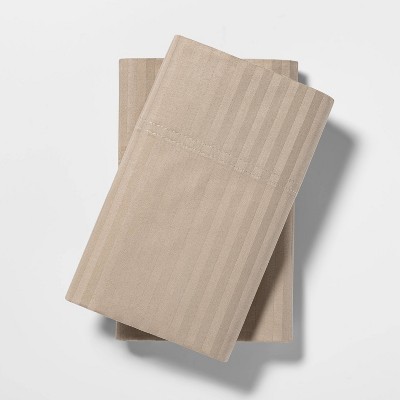 400 Thread Count Damask Solid Pillowcase Set Natural - Threshold™
