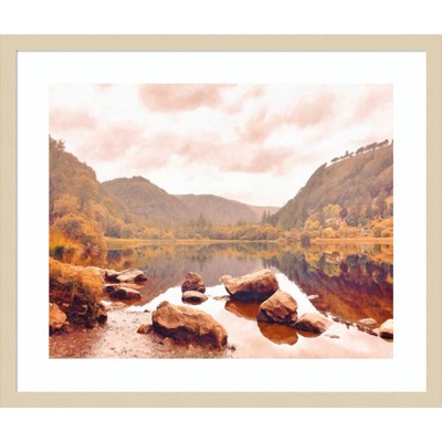 Lakeside in Autumn Natural Wood Framed Landscape Print