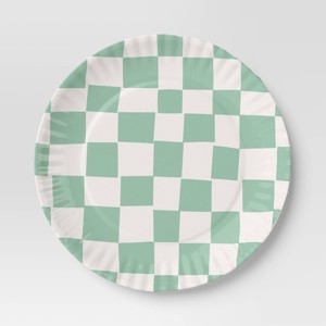10" Melamine Checker Dinner Plate Green - Room Essentials™ - 1 of 3