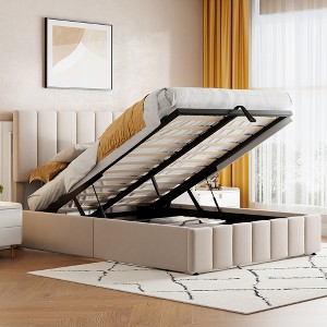 Whisen Modern Style Upholstered Platform Bed with Hydraulic Storage System - 1 of 4