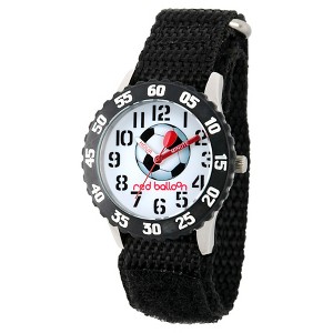 Boys' Red Balloon Stainless Steel Time Teacher Football Watch - Black - 1 of 4