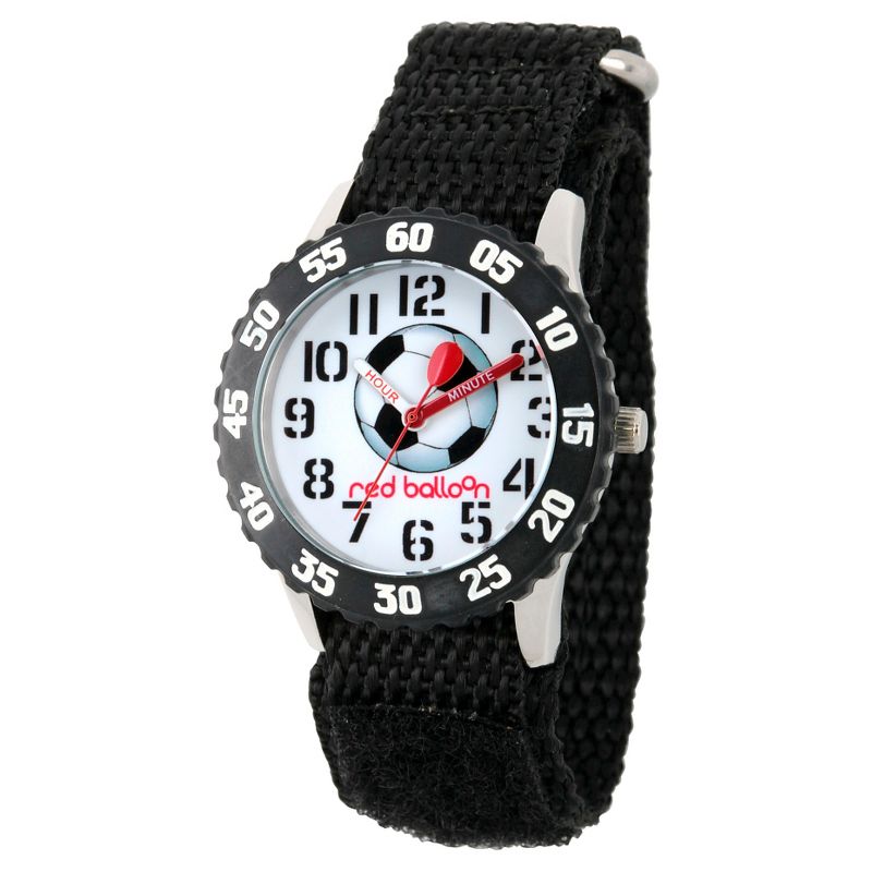 Boys&#39; Red Balloon Stainless Steel Time Teacher Football Watch - Black, 1 of 7