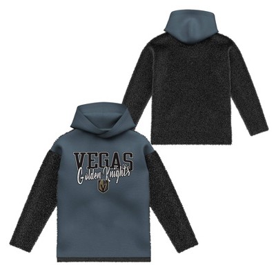 NHL Vegas Golden Knights Girls' Faux Fur Long Sleeve Hooded Sweatshirt