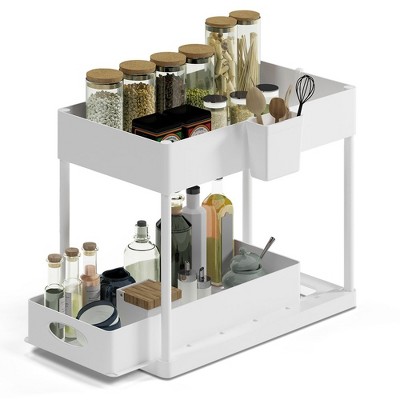 White Double Sliding 2-Tier Under Sink Organizer