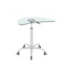 Adjustable Height Tempered Glass Table With 5 Lockable 360° Swivel Casters, Laptop Cart Computer Workstation - 4 of 4