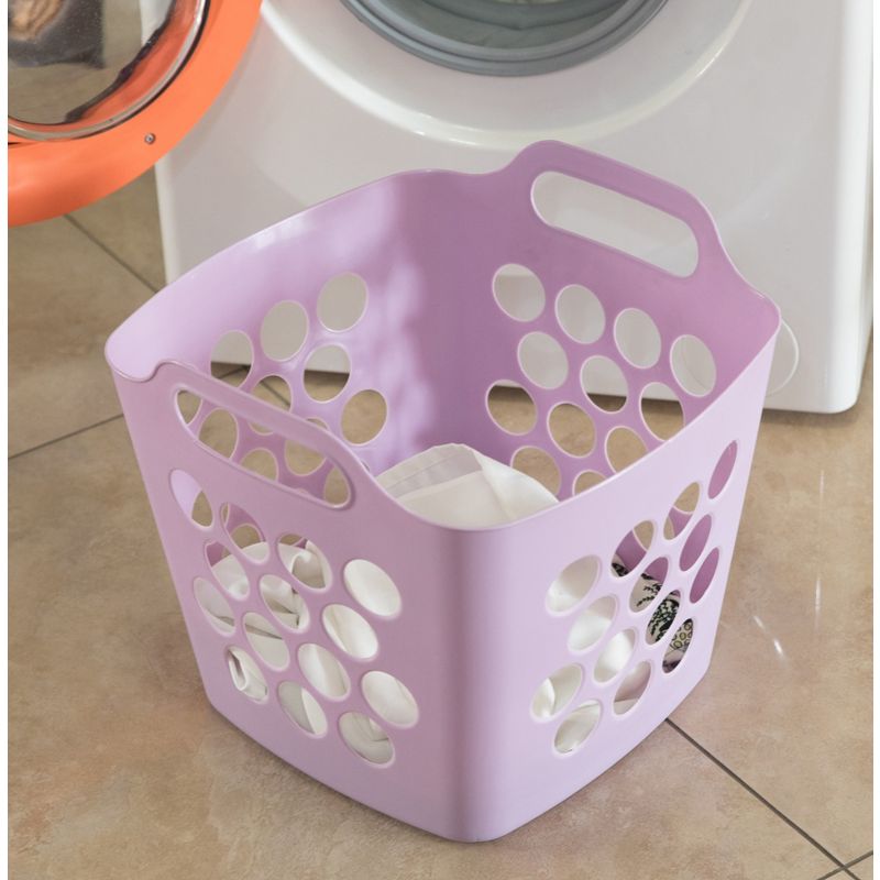 Basicwise Flexible Plastic Carry Laundry Basket Holder Square Storage Hamper with Side Handles, 2 of 7
