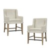 Upholstered Counter Stool Set of 2, Almond Finish with Hickory Veneers, Soft Polyester Fabric, Metal Stretcher, Web Seating Support - 2 of 4