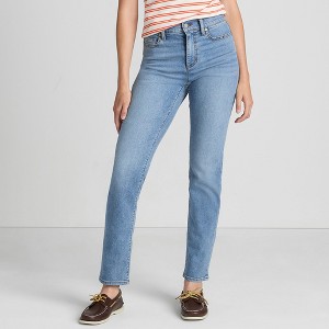 Lands' End Women's Recover High Rise Straight Leg Blue Jeans - 1 of 4
